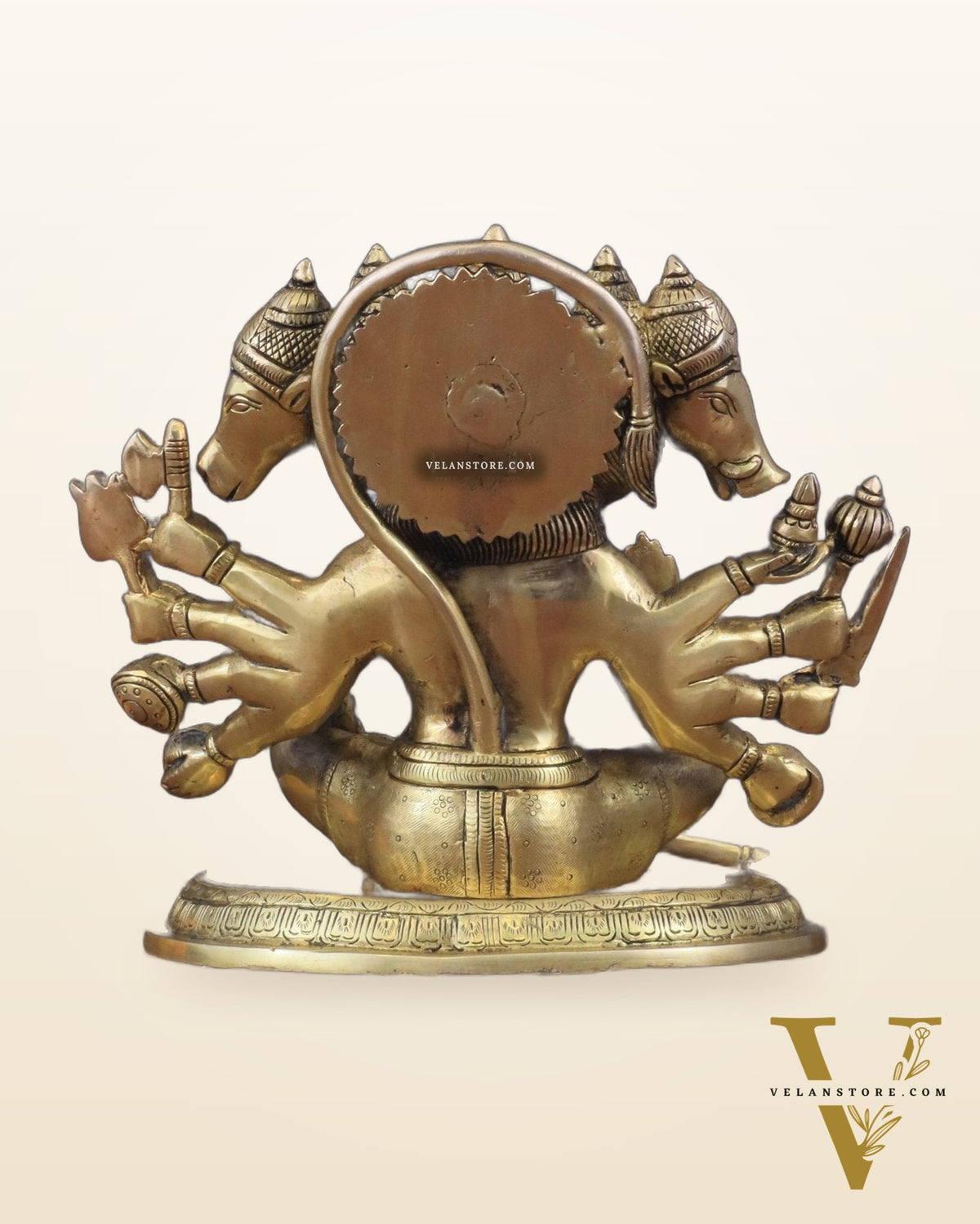 Superfine Brass Panchmukhi Hanuman with Crossed Legs 11"