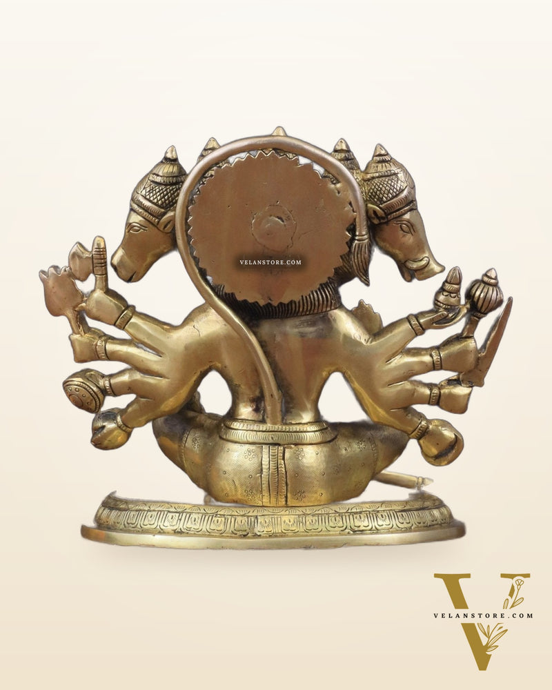 Superfine Brass Panchmukhi Hanuman with Crossed Legs 11"