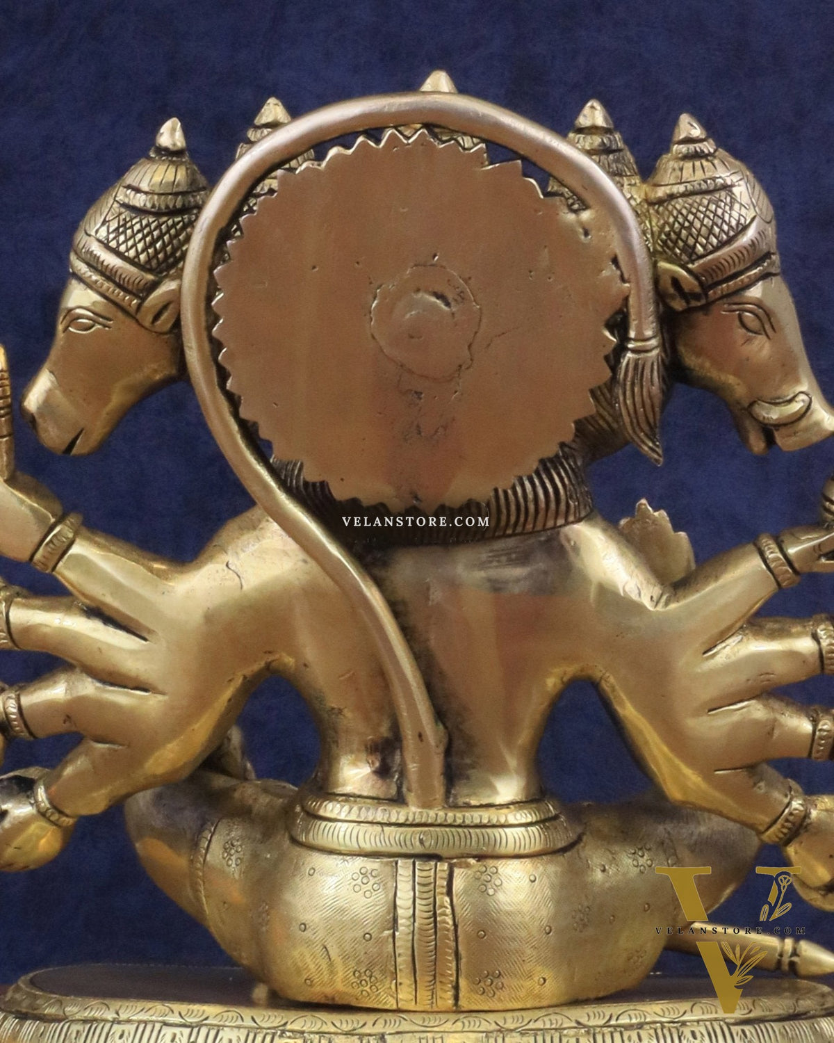 Superfine Brass Panchmukhi Hanuman with Crossed Legs 11"