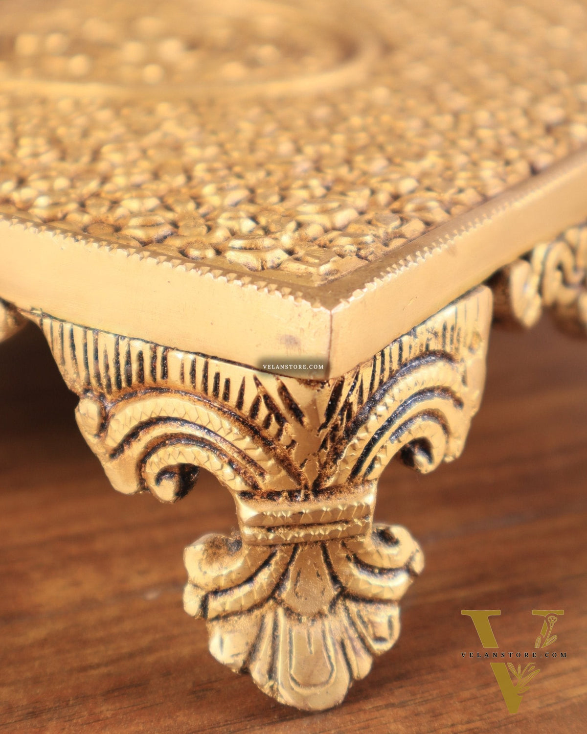 Superfine Brass Pooja Chowki Aasan for Temple - 8 x 8 inch