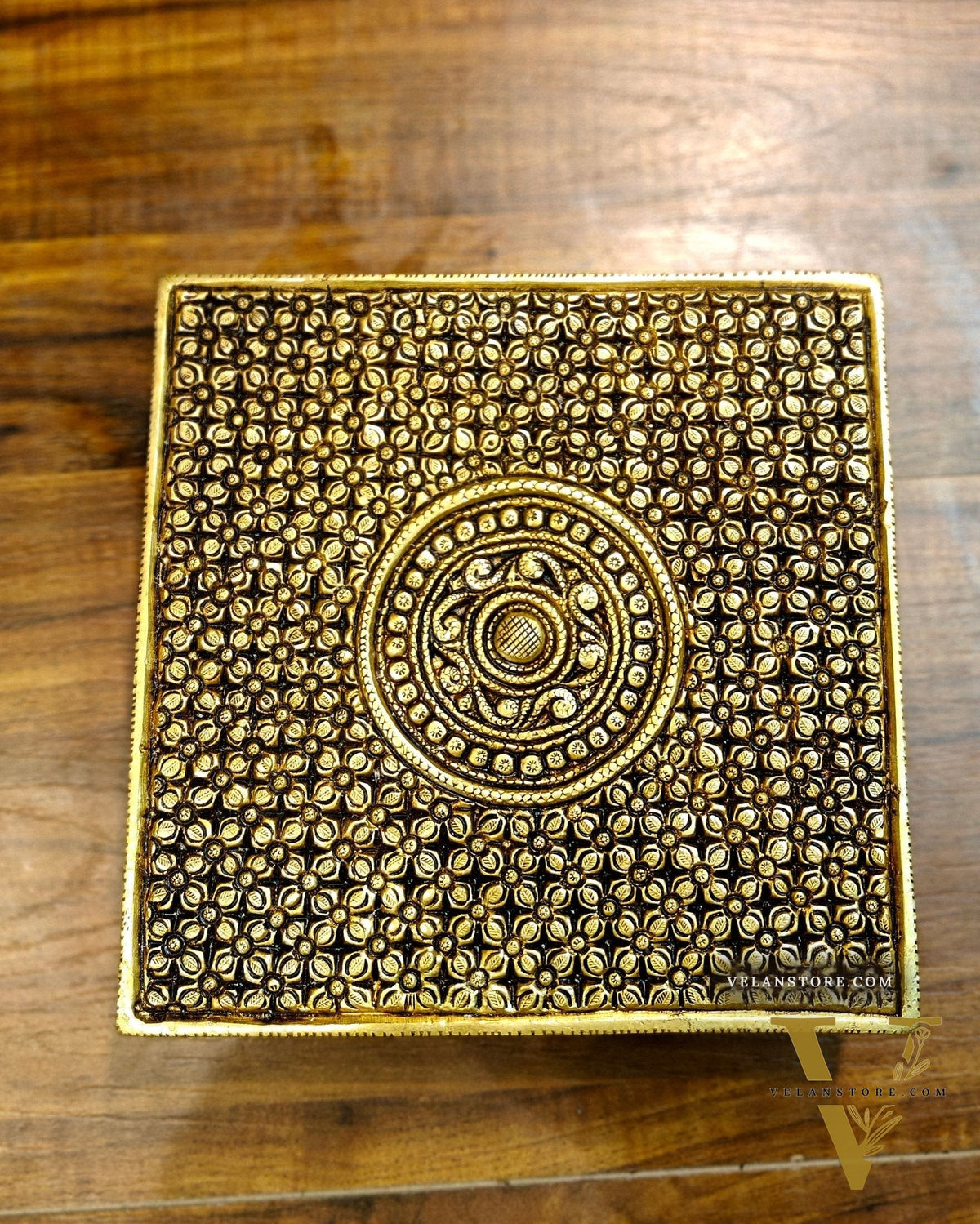 Superfine Brass Pooja Chowki Aasan for Temple - 8 x 8 inch