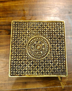 Superfine Brass Pooja Chowki Aasan for Temple - 8 x 8 inch