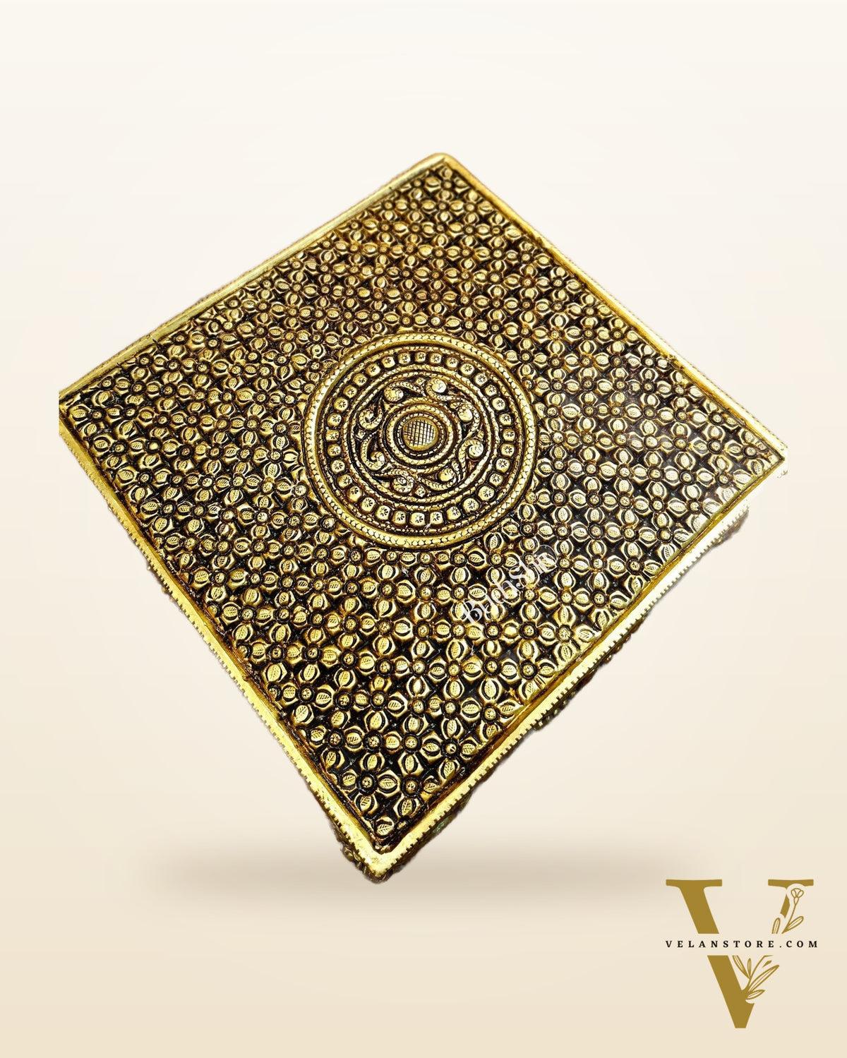 Superfine Brass Pooja Chowki Aasan for Temple - 8 x 8 inch
