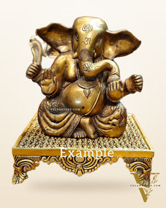 Superfine Brass Pooja Chowki Aasan for Temple - 8 x 8 inch