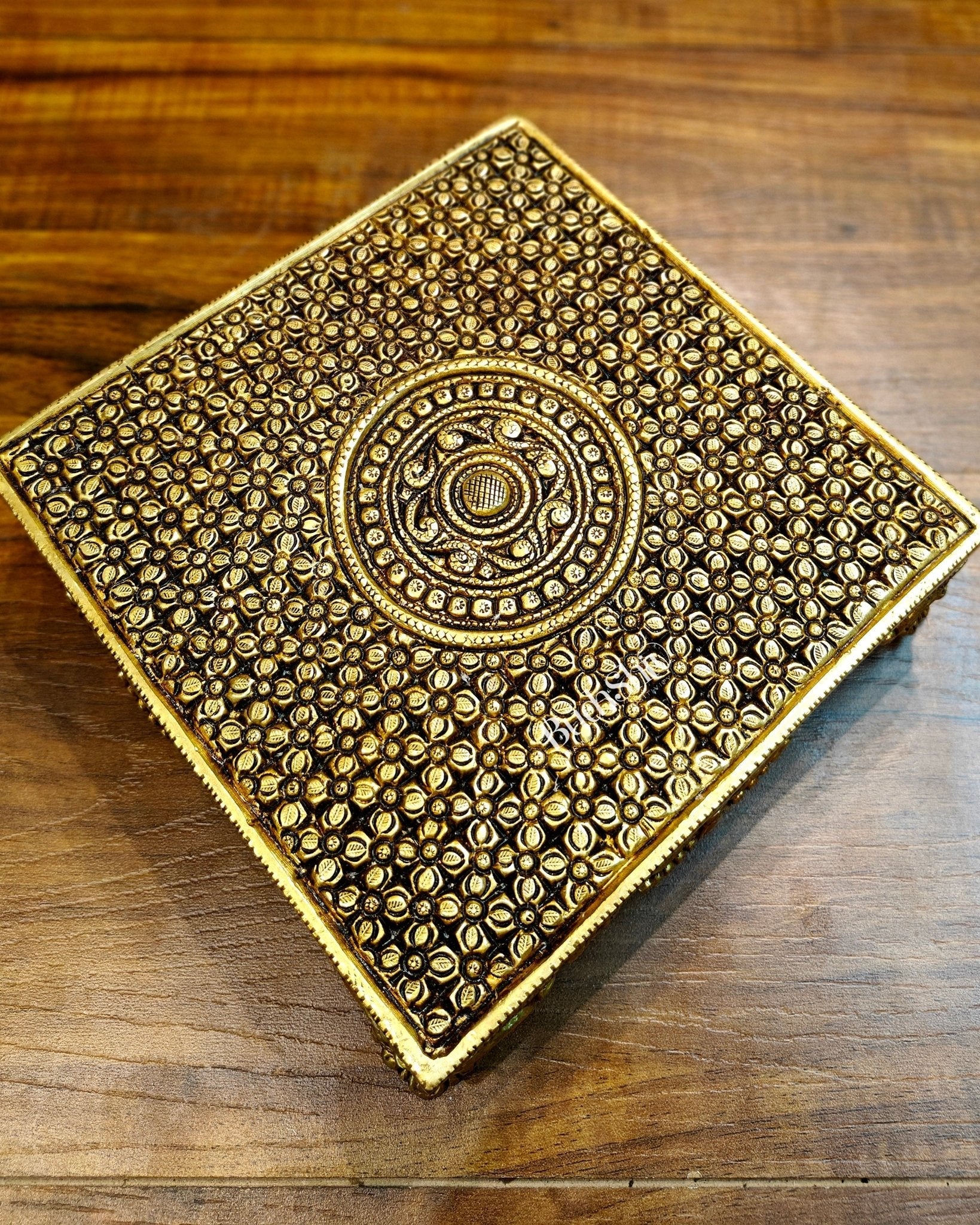 Superfine Brass Pooja Chowki Aasan for Temple - 8 x 8 inch