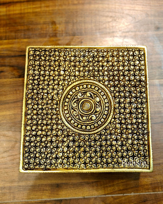 Superfine Brass Pooja Chowki Aasan for Temple - 8 x 8 inch