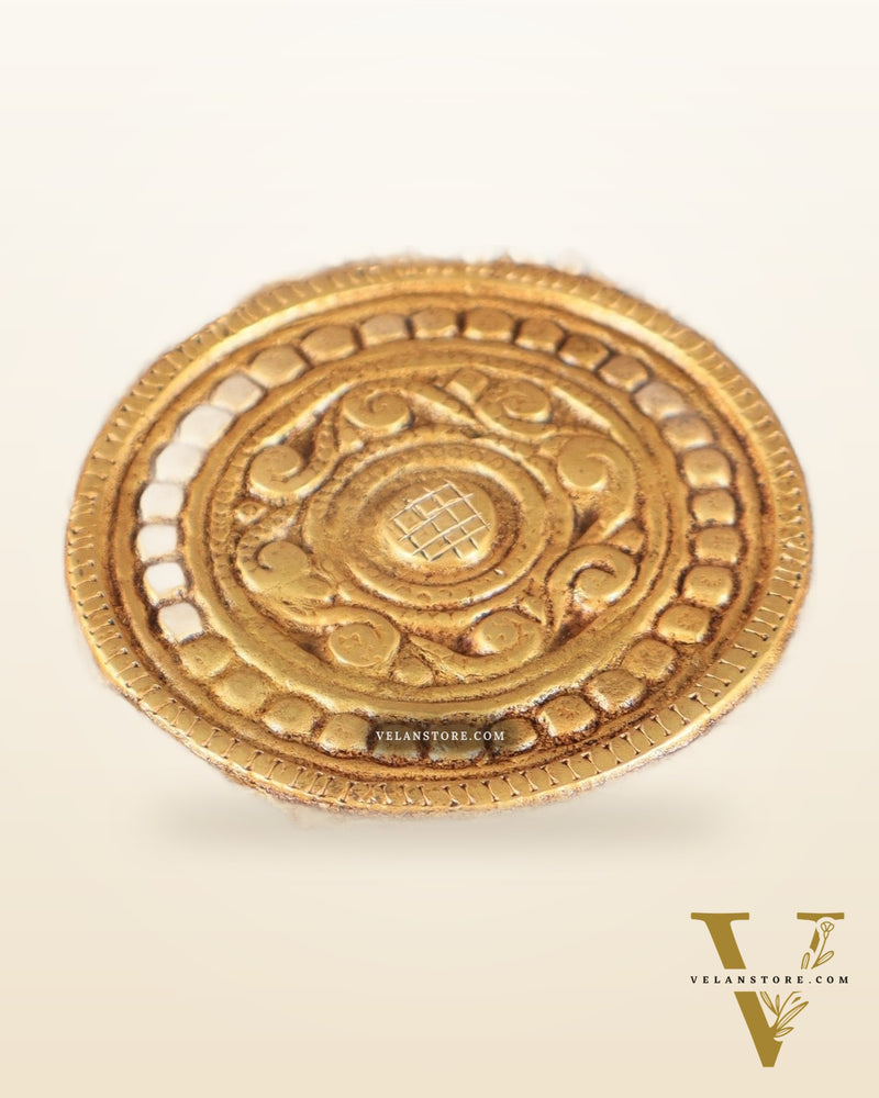 Superfine Brass Pooja Chowki Aasan with ghungroo for Temple - 8 x 8 inch