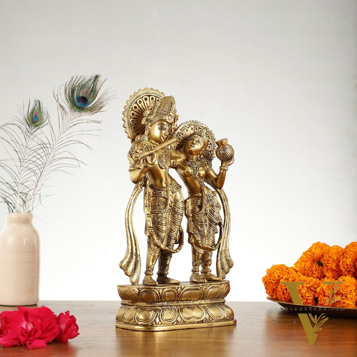 Superfine Brass Radha Krishna Idol - 12 Inch