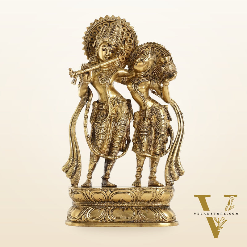 Superfine Brass Radha Krishna Idol - 12 Inch