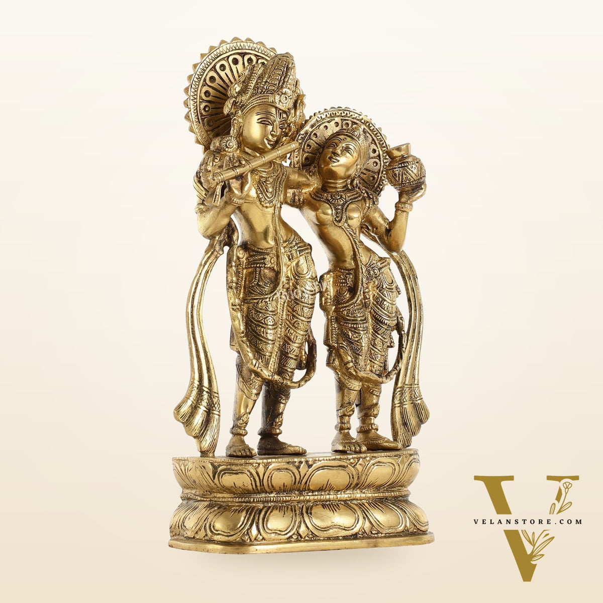 Superfine Brass Radha Krishna Idol - 12 Inch
