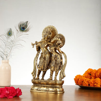 Superfine Brass Radha Krishna Idol - 12 Inch