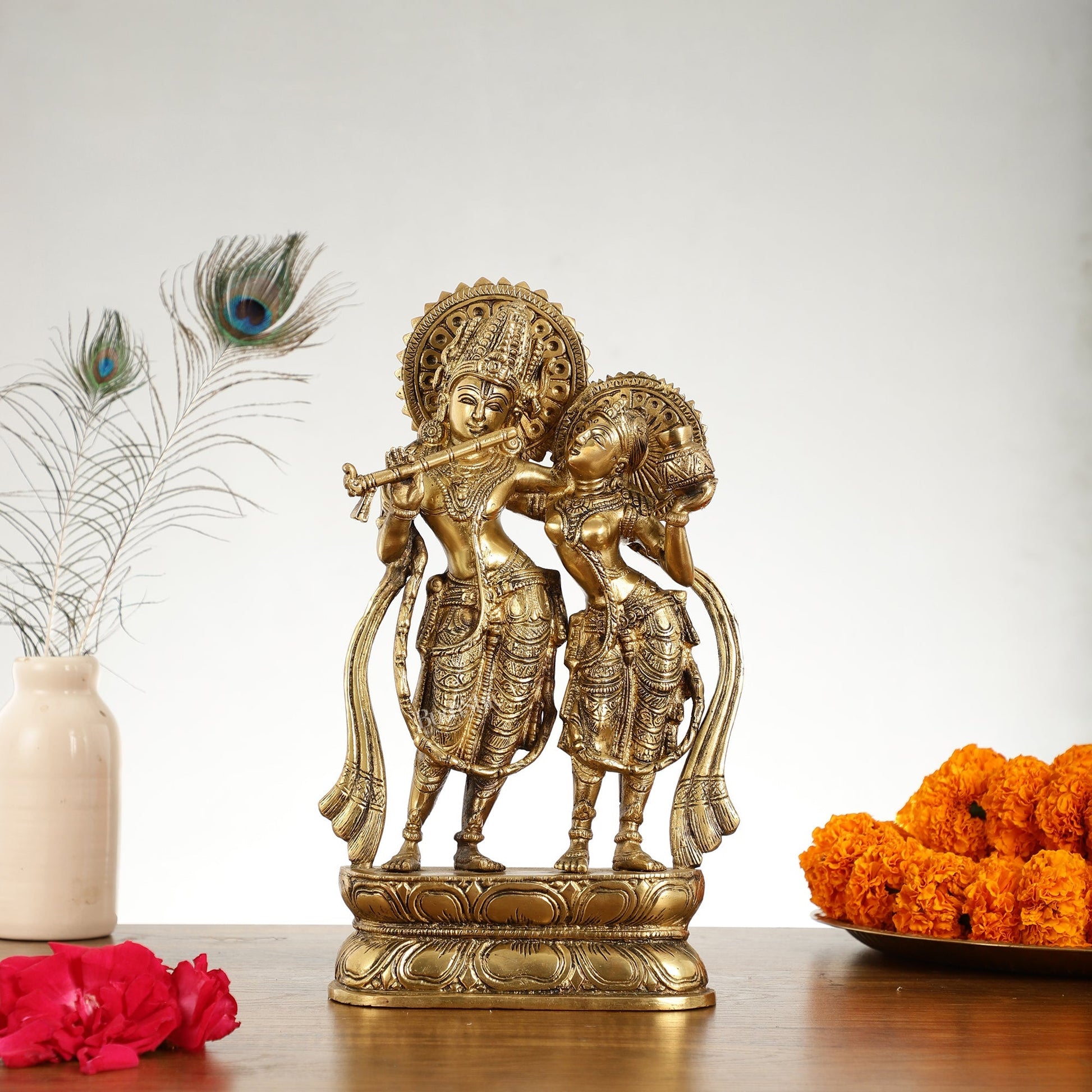 Superfine Brass Radha Krishna Idol - 12 Inch