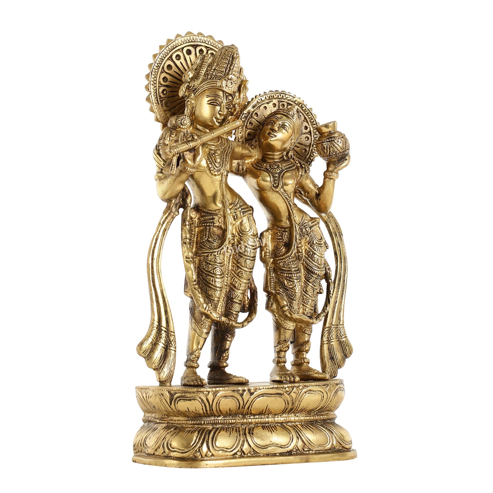 Superfine Brass Radha Krishna Idol - 12 Inch