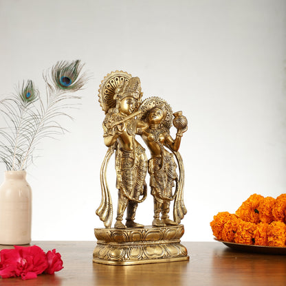 Superfine Brass Radha Krishna Idol - 12 Inch