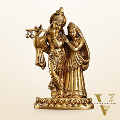 Superfine Brass Radha Krishna Idol - 6 Inch Statue