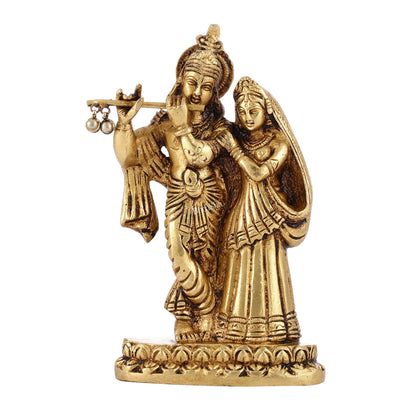 Superfine Brass Radha Krishna Idol - 6 Inch Statue