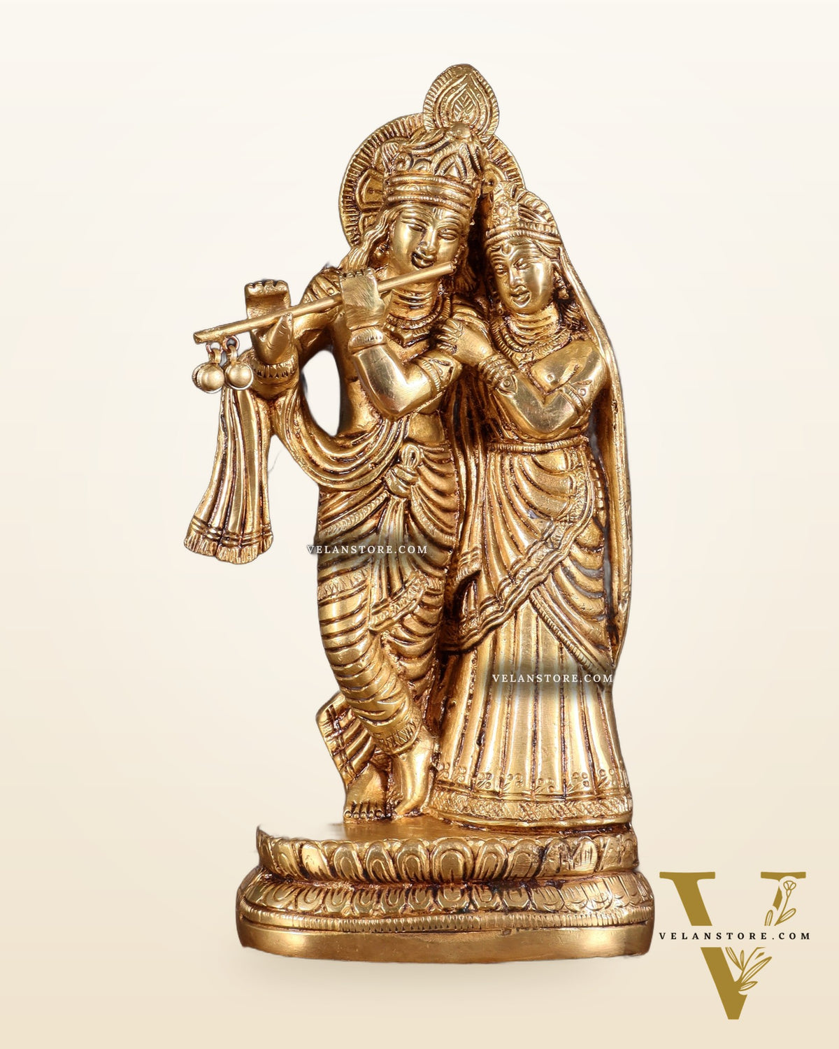 Superfine Brass Radha Krishna Idol - 9 Inch Statue