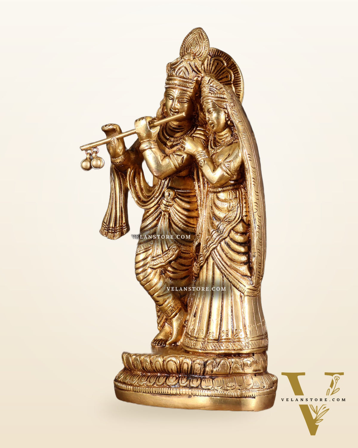 Superfine Brass Radha Krishna Idol - 9 Inch Statue