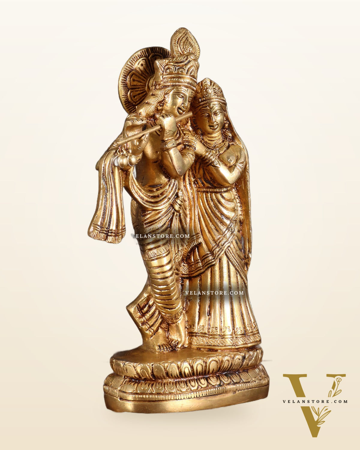 Superfine Brass Radha Krishna Idol - 9 Inch Statue