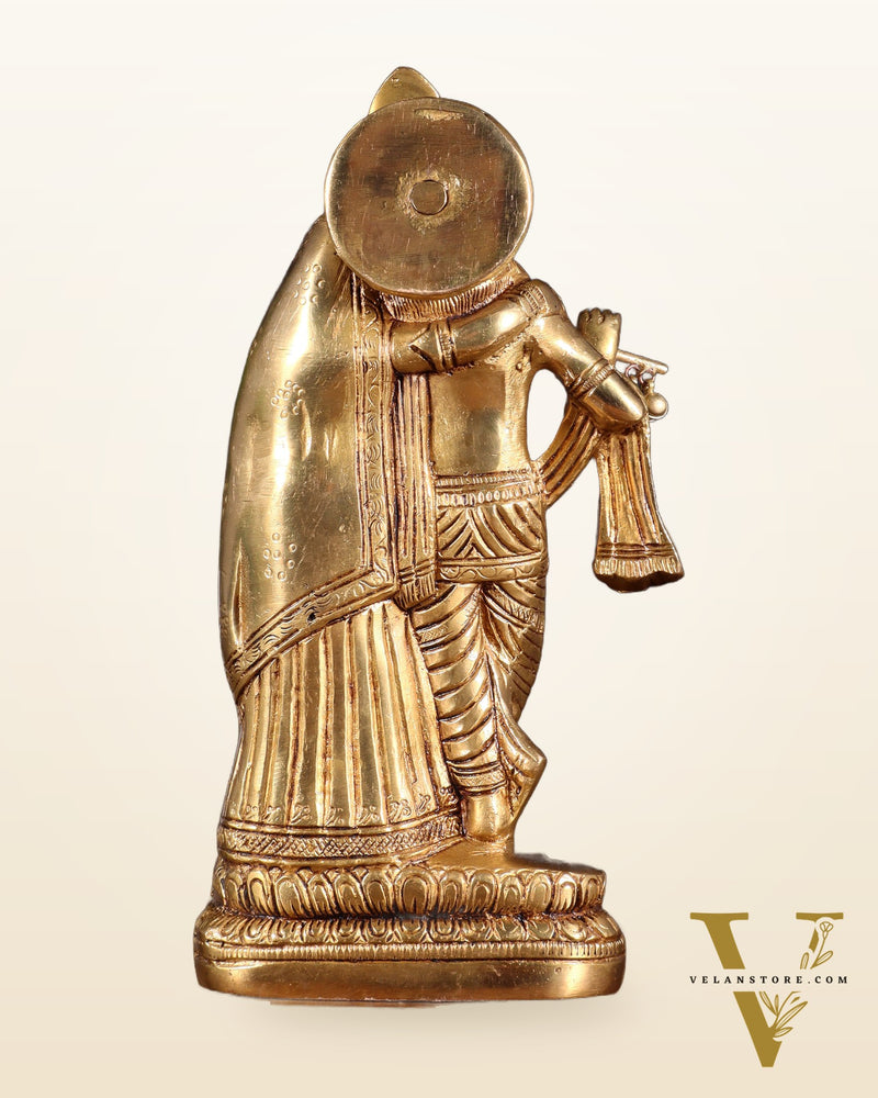 Superfine Brass Radha Krishna Idol - 9 Inch Statue