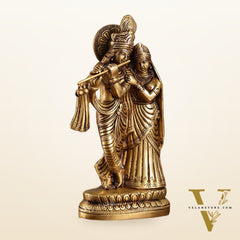 Superfine Brass Radha Krishna Idol - 9 Inch Statue