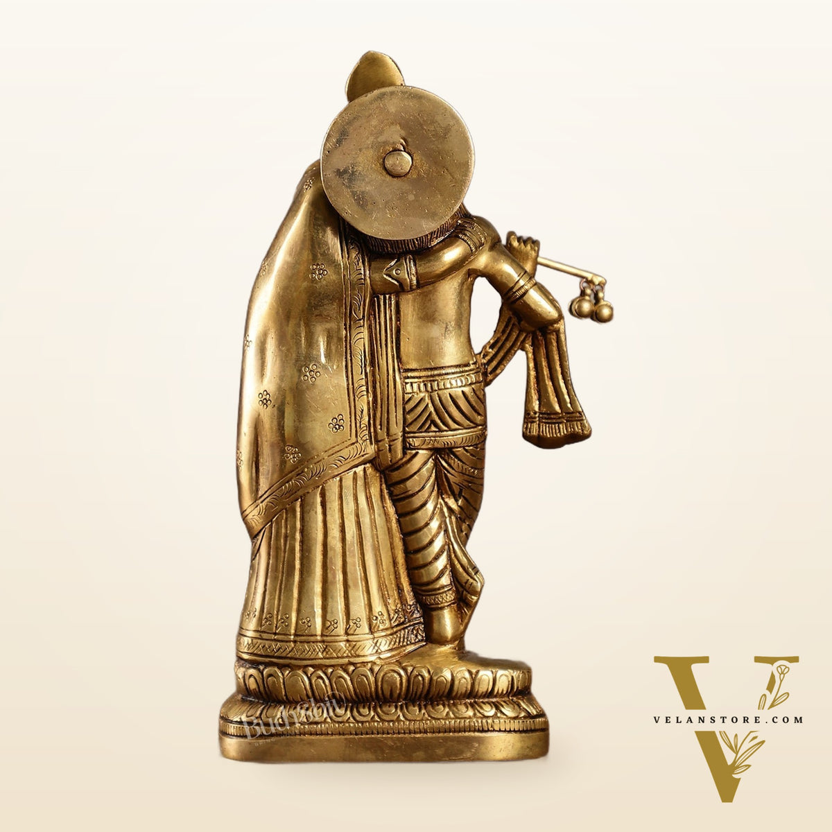 Superfine Brass Radha Krishna Idol - 9 Inch Statue