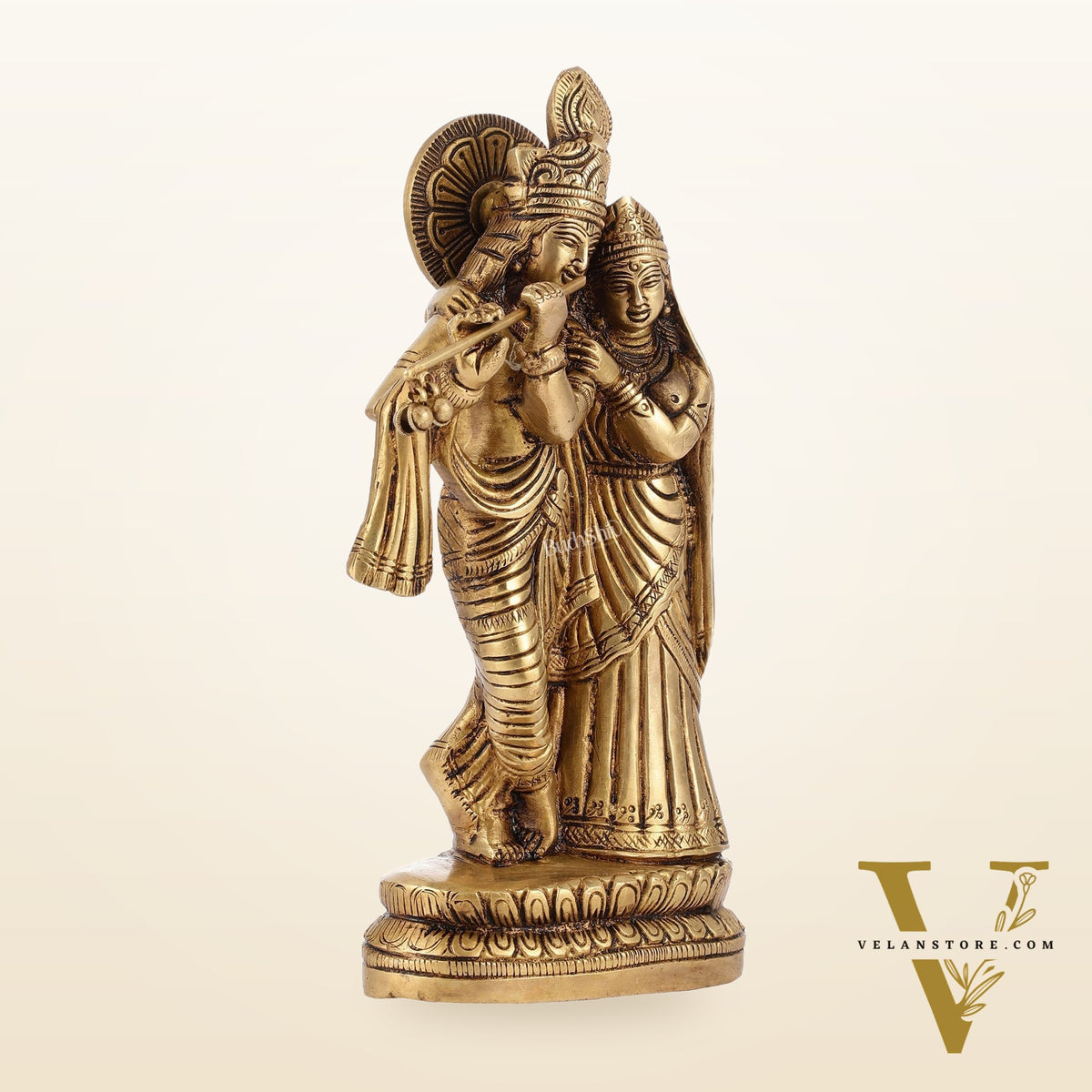 Superfine Brass Radha Krishna Idol - 9 Inch Statue