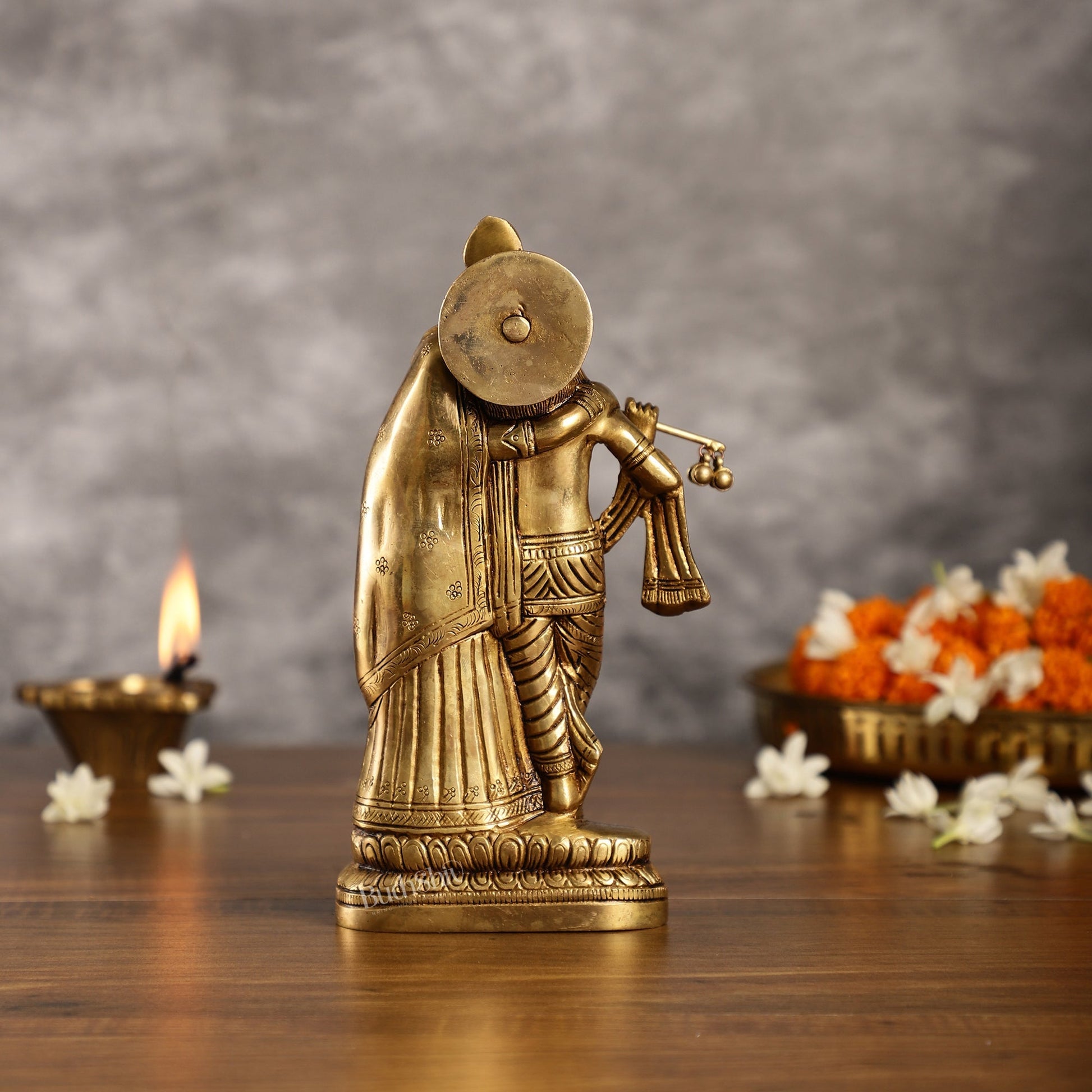 Superfine Brass Radha Krishna Idol - 9 Inch Statue