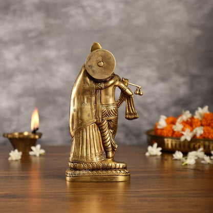 Superfine Brass Radha Krishna Idol - 9 Inch Statue