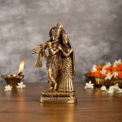 Superfine Brass Radha Krishna Idol - 9 Inch Statue