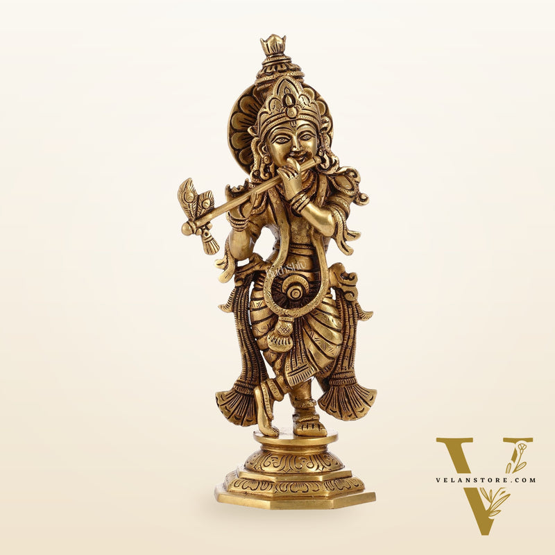 Superfine Brass Radha Krishna Idol | Height 12.5 inch