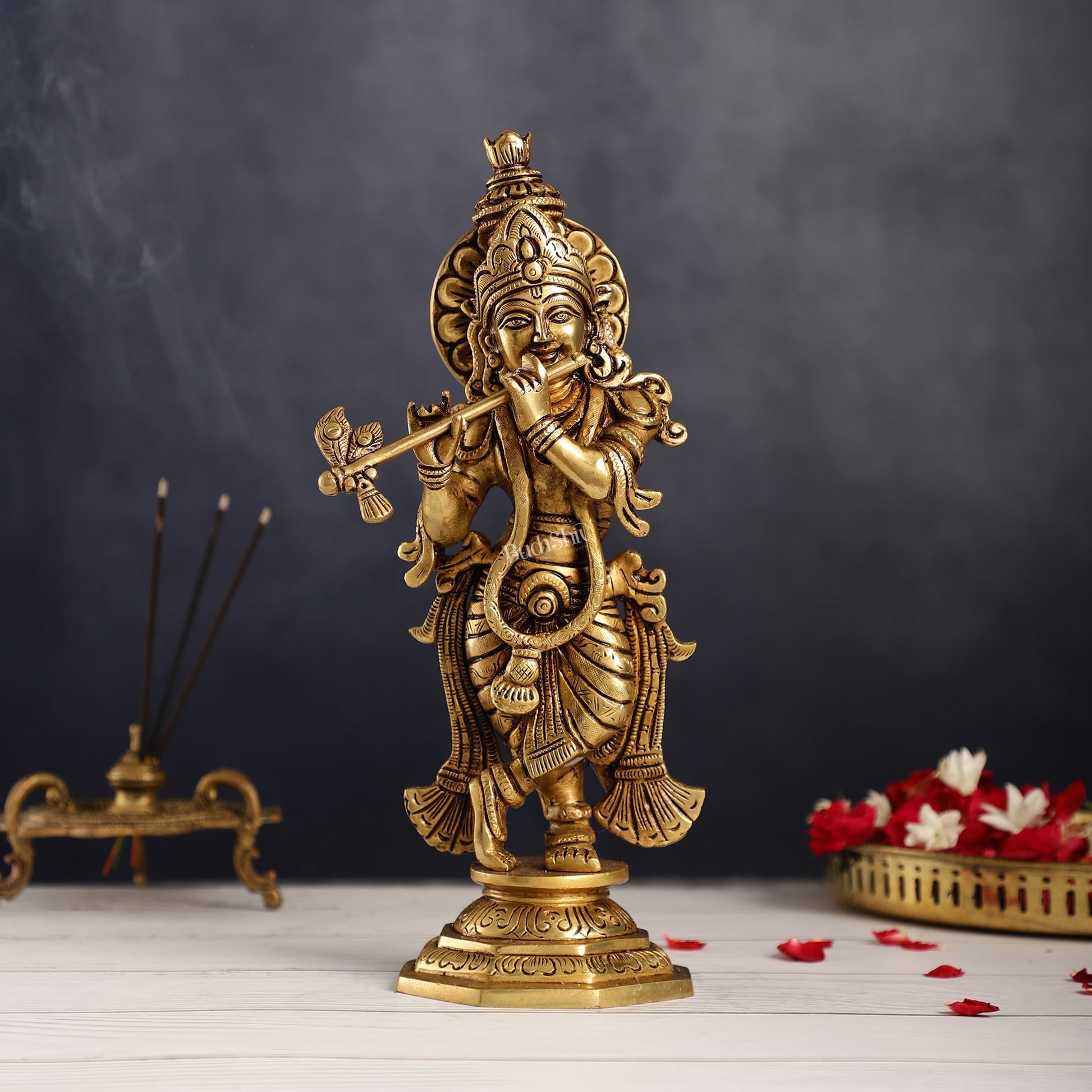 Superfine Brass Radha Krishna Idol | Height 12.5 inch