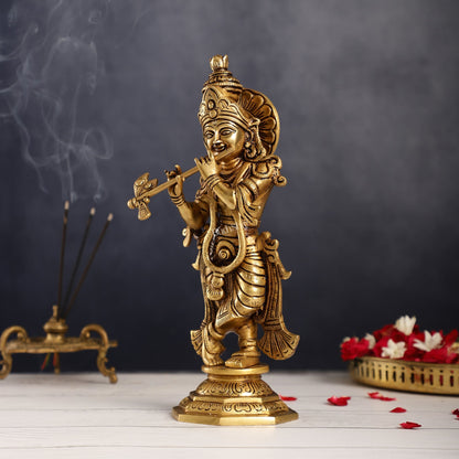 Superfine Brass Radha Krishna Idol | Height 12.5 inch