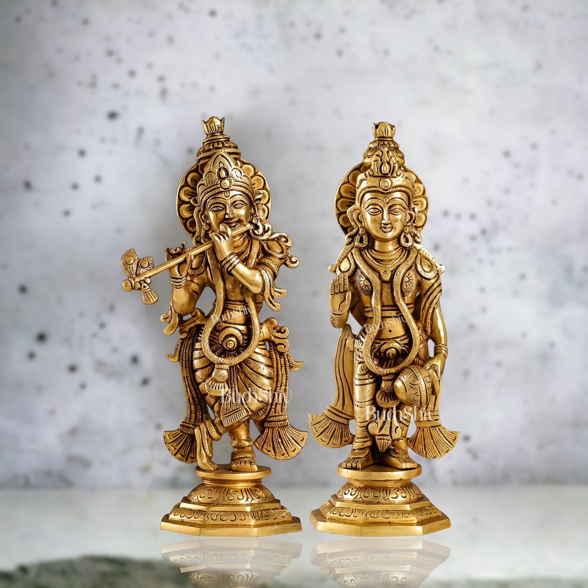 Superfine Brass Radha Krishna Idol | Height 12.5 inch