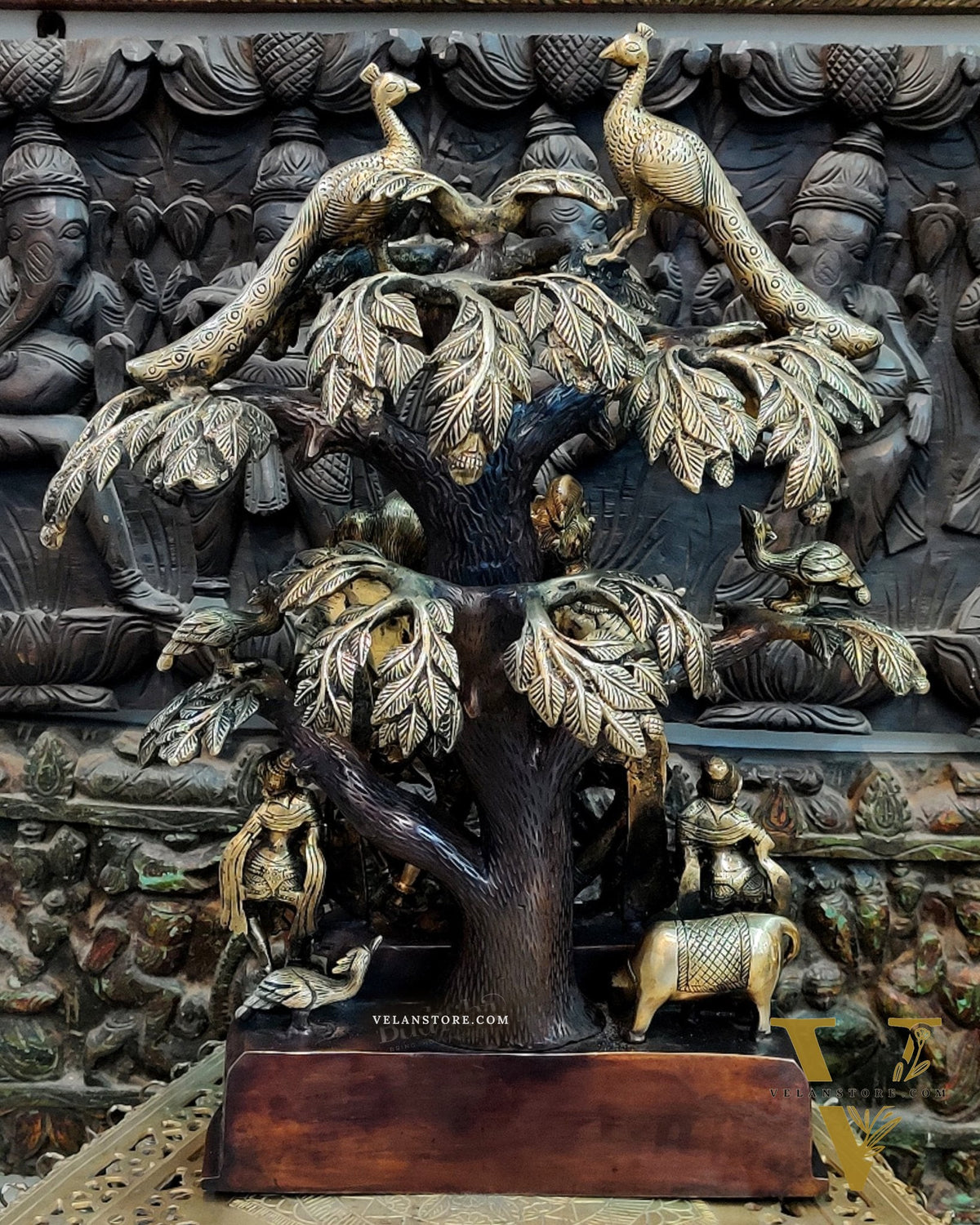Superfine Brass Radha Krishna Idol under Kalpavriksha 24 inch