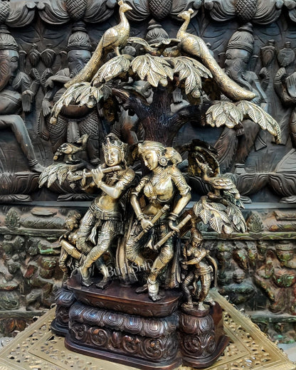 Superfine Brass Radha Krishna Idol under Kalpavriksha 24 inch