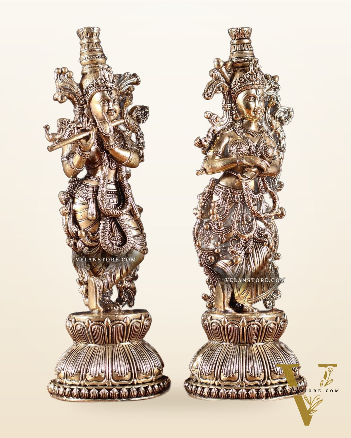 Superfine Brass Radha Krishna Idols – 9” Height