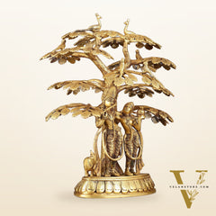Superfine Brass Radha Krishna Statue with Cow under Tree 20 inch