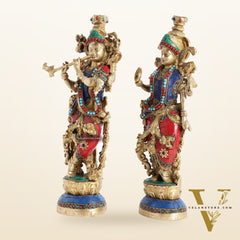 Superfine Brass Radha Krishna Statues | 14" Height | Handcrafted