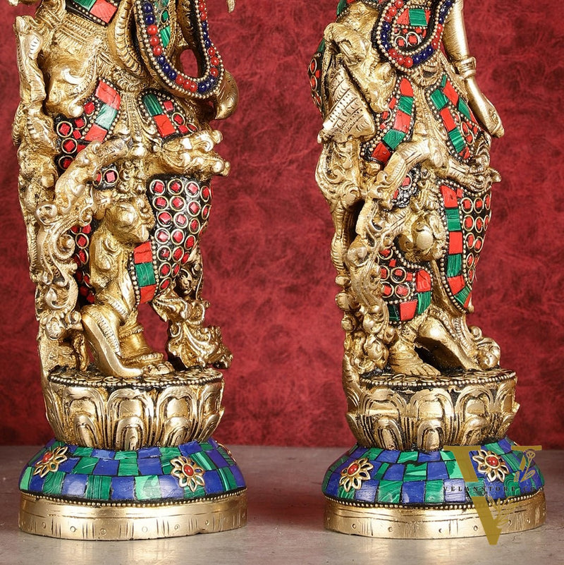 Superfine Brass Radha Krishna Statues | 14" Height | Handcrafted