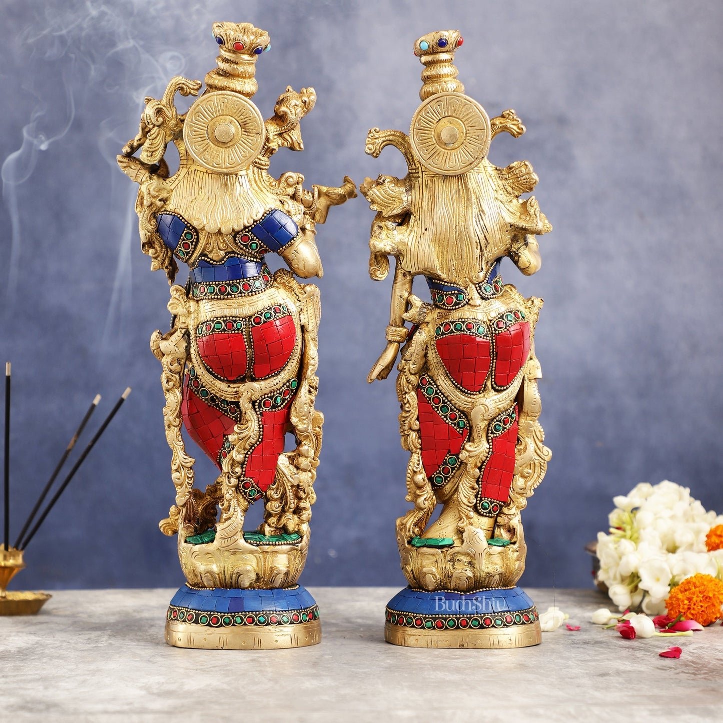 Superfine Brass Radha Krishna Statues | 14" Height | Handcrafted