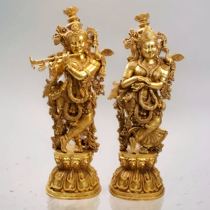 Superfine Brass Radha Krishna Statues - Handcrafted Perfection - 48"