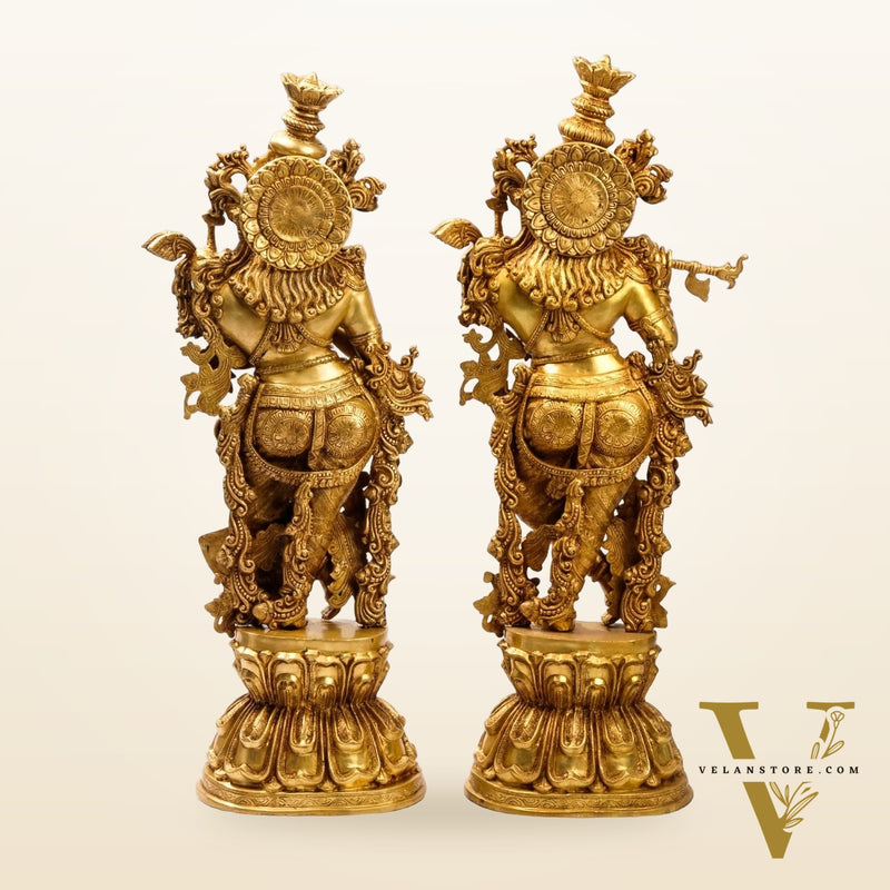 Superfine Brass Radha Krishna Statues - Handcrafted Perfection - 48"