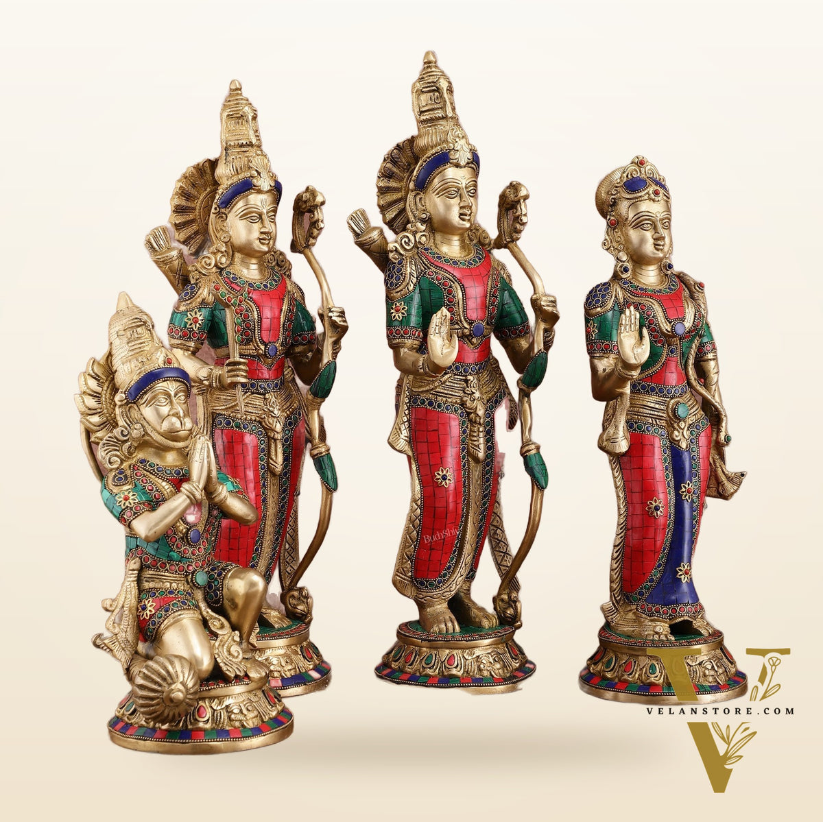 Superfine Brass Ram Darbar Idols Set with Stonework | Divine Grace 20"