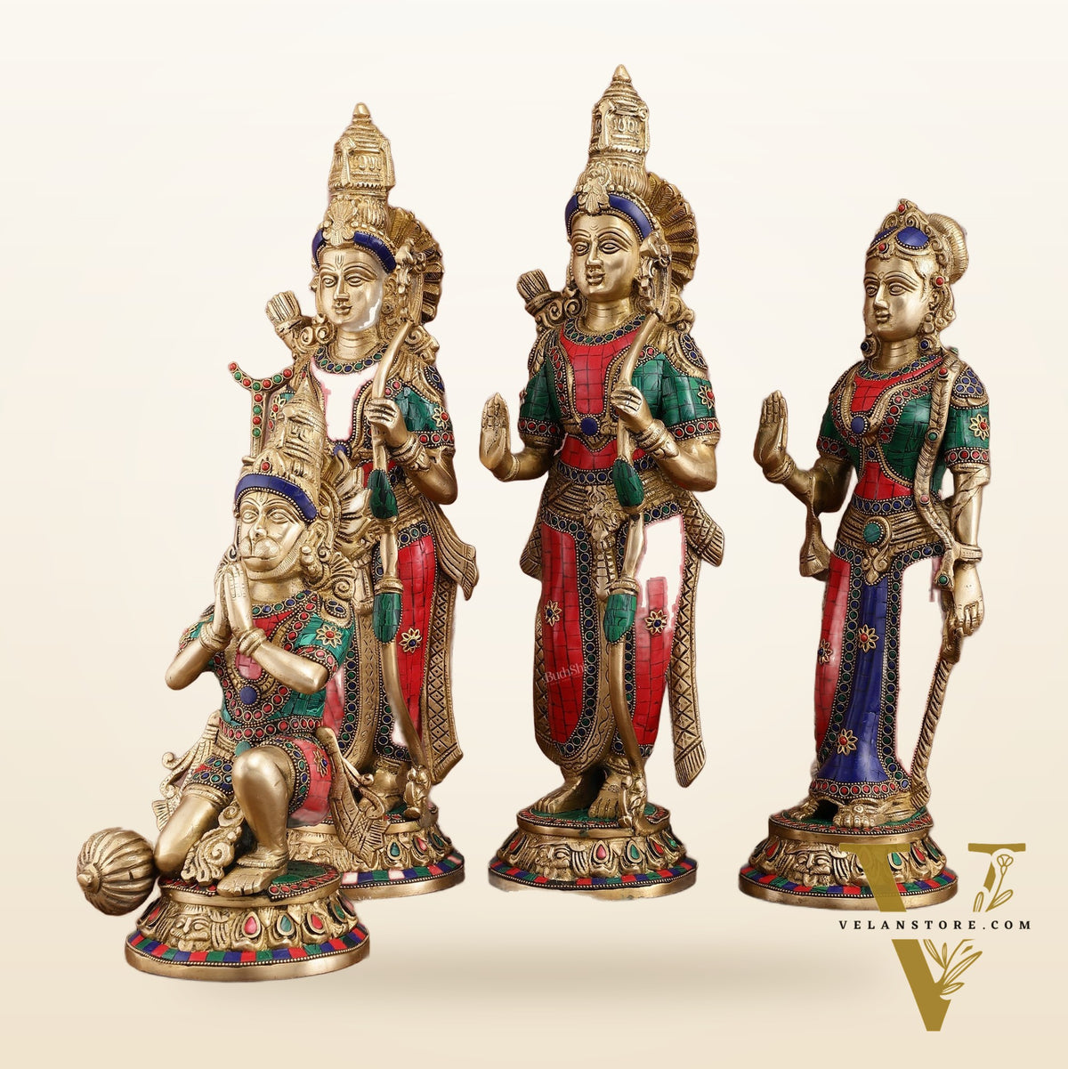 Superfine Brass Ram Darbar Idols Set with Stonework | Divine Grace 20"