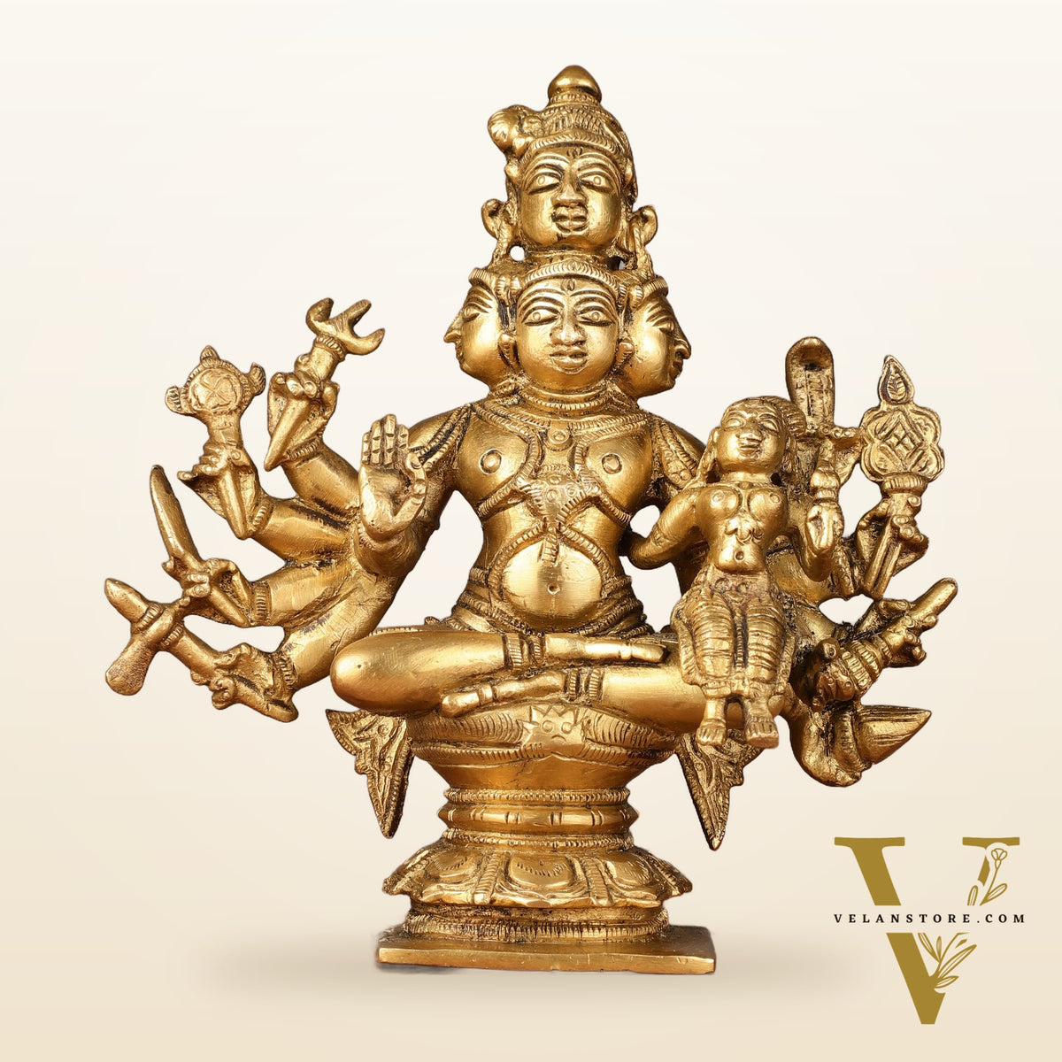 Superfine Brass Sadashiva Panchmukhi Shiva Idol - 6.5
