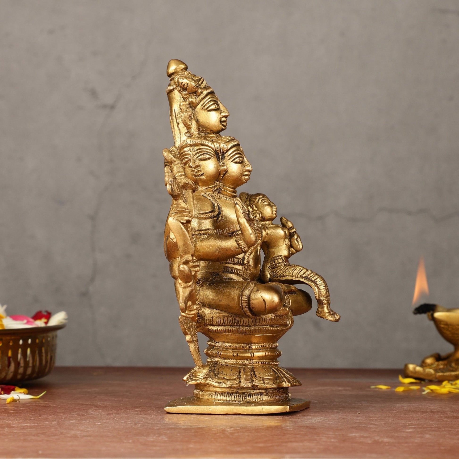 Superfine Brass Sadashiva Panchmukhi Shiva Idol - 6.5