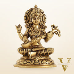 Superfine Brass Saraswati Idol - 7.5 Inch