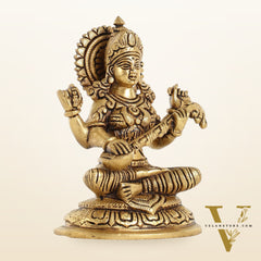 Superfine Brass Saraswati Idol - 7.5 Inch