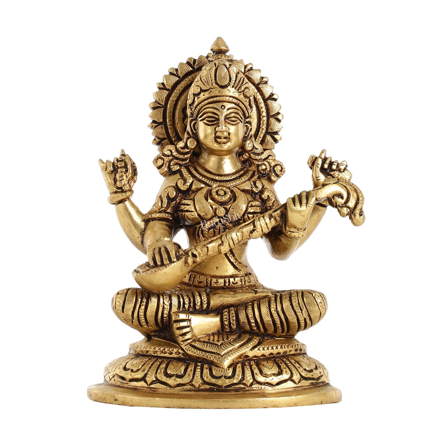 Superfine Brass Saraswati Idol - 7.5 Inch